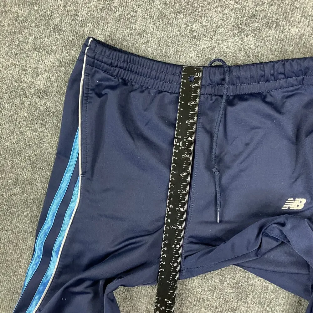 New Balance Track Pants Kids Medium Navy Blue Striped Athletic Joggers Stretch‎